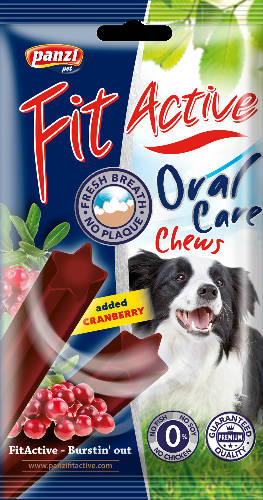 Panzi FitActive Denta Oral Care Chews - jutalomfalat (vörösáfonyával) kutyák részére (70g)
