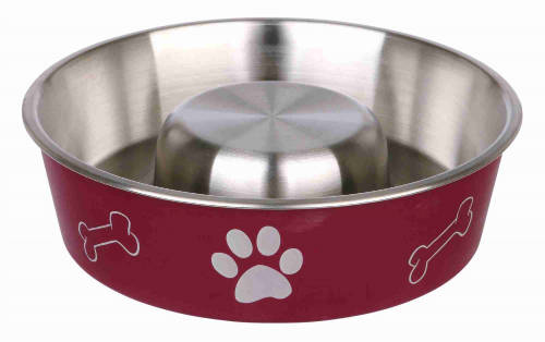Trixie Slow Feeding Stainless Steel Bowl - evéslassító tál (műanyag borítással) kutyák részére 1l/Ø21cm