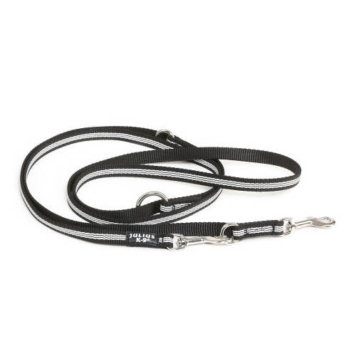 Julius K-9 IDC Csőheveder póráz  (14mm/2,2m) fekete - foszforeszkáló csíkokkal