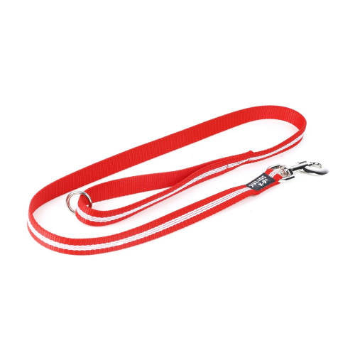 Julius-K9 IDC Tubular webbing leash - póráz (piros/csíkos,foszforeszkáló) kutyák részére (19mmx1,2m)