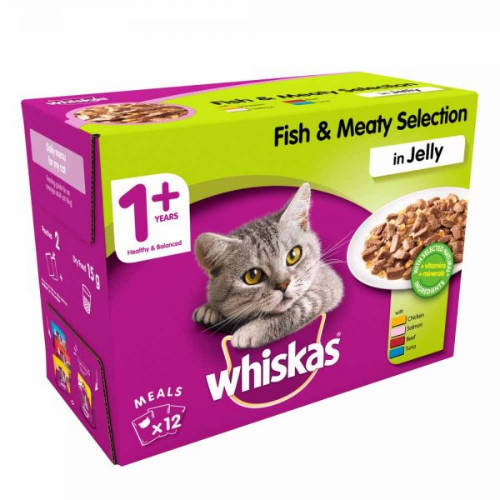 Whiskas Adult  Multipack - Halas-Húsos - aszpikban (12x100g)