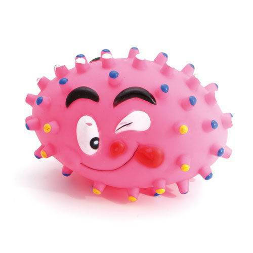 Comfy labda - (mosolygós arc) - pink játék labda kutyák részére (9,5x14cm)