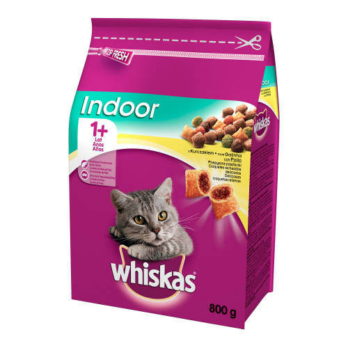 Whiskas Adult Indoor Chicken +1 - Szárazeledel (csirkehússal) lakásban tartott, felnőtt macskák részére (800g)