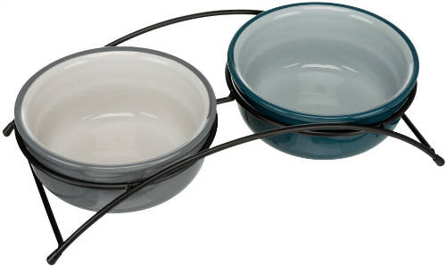 Trixie Ceramic Bowl Set - kerámia tál szett (petrol zöld/szürke) kutyák részére (2x0,6l /Ø15cm)