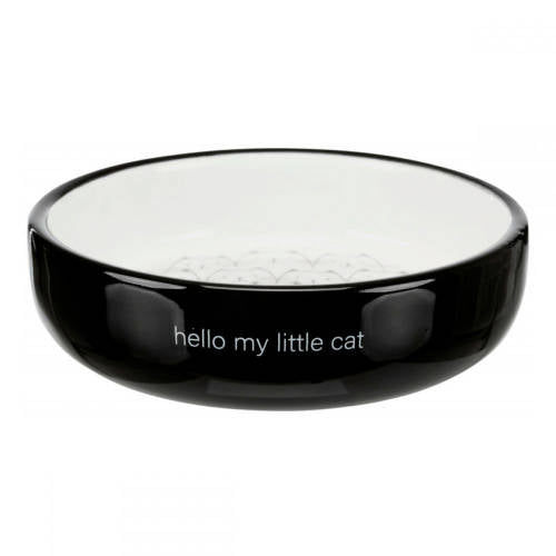 Trixie Ceramic Bowl - kerámia tál (fehér,fekete) rövid orrú macskák részére (0,3l /Ø15cm)