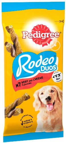 Pedigree Rodeo Duos - jutalomfalat (marha,sajt) kutyák részére (123g) 7db