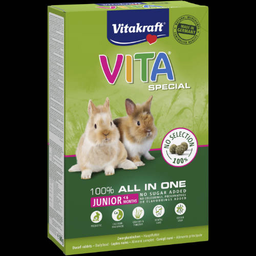 Vitakraft Vita Special Junior - Teljes értékű eleség (könnyen emészthető) faiatal nyulak részére (600g)