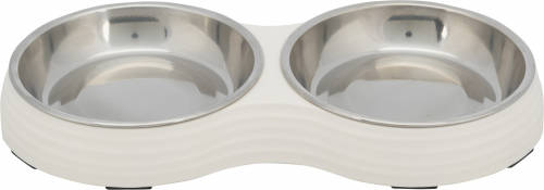 Trixie Stainless Steel - melamin/rozsdamentes duplatál (fehér) kutyák részére (2x0,4l /Ø14cm)