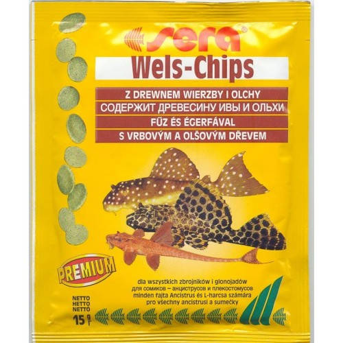 Sera Wels-Chips Nature - táplálék (süllyedő) díszhalak számára (15g)