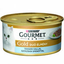 Gourmet Gold Duó (tengeri hal,spenót falatok szószban) nedvestáp - macskák részére (85g)