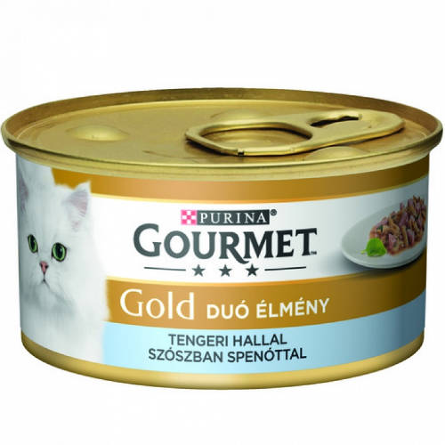 Gourmet Gold Duó (tengeri hal,spenót falatok szószban) nedvestáp - macskák részére (85g)