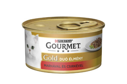 Gourmet Gold Duó (marha,csirke falatok szószban) nedvestáp - macskák részére (85g)
