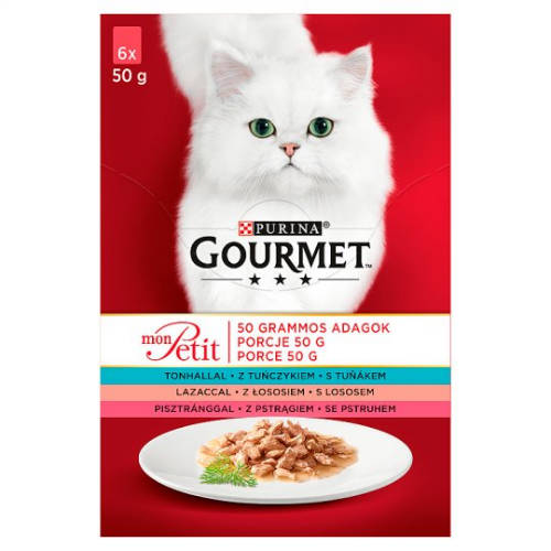 Gourmet Mon Petit (tonhal,lazac,pisztráng) nedvestáp - macskák részére (6x50g)