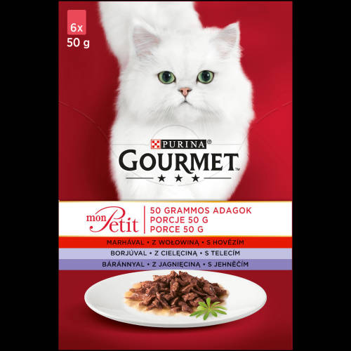 Gourmet Mon Petit (marha,borjú,bárány) nedvestáp - macskák részére (6x50g)