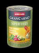 Animonda GranCarno Adult (superfood) konzerv - Felnőtt kutyák részére, csirke,spenót,málna,tökmag (400g)