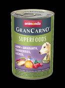 Animonda GranCarno Adult (superfood) konzerv - Felnőtt kutyák részére, bárány, amaránt, áfonya, lazacolaj (400g)