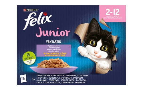 Felix Fantastic junior in jelly - alutasakos (marha,csirke,lazac,szardínia) aszpikban (12x85g)