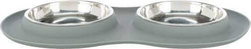 Trixie Bowl Set - Szilikon duplatál (szürke) macskák részére (2x0,3l/16cm) 47x3x26cm