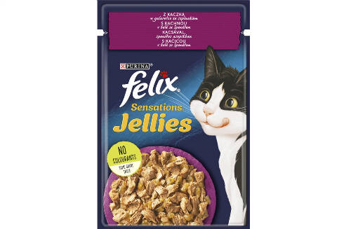 Felix Sensations Jellies - alutasakos (kacsa,spenót - aszpikban) macskák részére (85g)