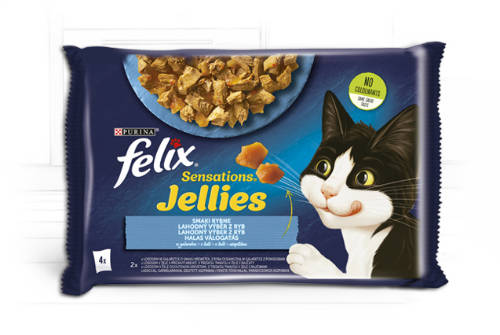 Felix Sensations Jellies (halas válogatás - aszpikban) alutasakos - macskák részére (4x85g)