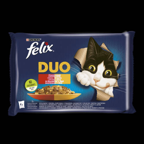Felix Fantastic Duo Adult (házias válogatás - aszpikban) alutasakos - macskák részére (4x85g)