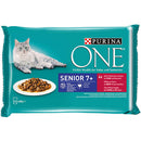 PURINA ONE Senior 7+ Mini Filé (marha,sárgarépa) - nedves eledel idős macskák részére (4x85g)