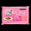 PURINA ONE Junior Mini Filé (lazac,sárgarépa) - nedves eledel kölyökmacskák részére (4x85g)