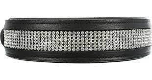 Trixie Collar with Rhinestones - nyakörv (strasszokkal,bőr,fekete) kutyák részére (M) 38-48cm/35mm