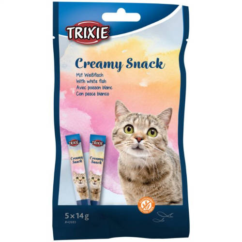 Trixie Creamy Snack with shrimp - jutalomfalat (tonhal, fehér hal) macskák részére (5×14g)
