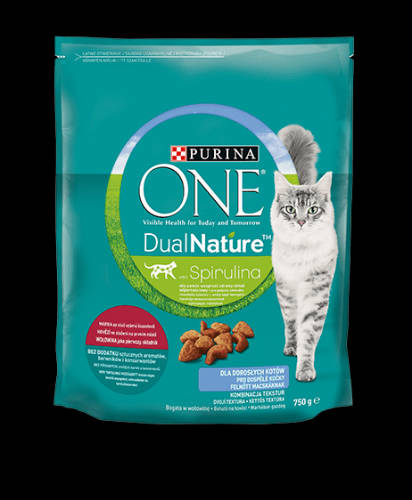 Purina ONE Dual Nature Adult - (Marha, spirulina) száraztáp felnőtt macskák részére (750g)