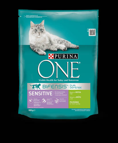 Purina ONE Sensitive Bifensis (pulyka,rizs) száraztáp érzékeny emésztésű felnőtt macskák részére (800g)