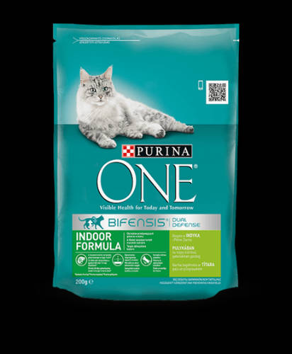 Purina ONE Indor Bifensis (pulyka,gabona) száraztáp lakásban tartott macskák részére (800g)