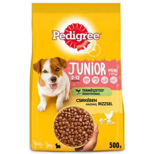 Pedigree Junior Mini Szárazeledel - (Csirkehús, rizs) kölyök kutyák részére (500g) <10kg