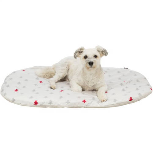 Trixie Xmas Nivia cushion - ovális fekhely (szürke, fenyőfa mintával) kutyák részére (70x47cm)