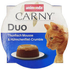 Animonda Carny duo 70g - tálkás eledel (tonhal mousse,csirke filé) felnőtt macskák részére (70g)