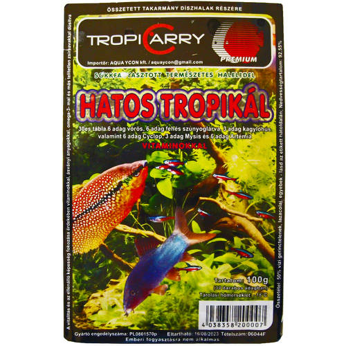 TropyCarry - Hatos Tropikál (vörös-,fehér szúnyoglárva,kagylóhús,cyclop,artémia) fagyasztott haleledel (100g)