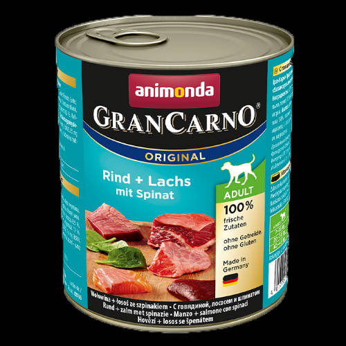 Animonda GranCarno Adult (lazac,spenót) konzerv - Felnőtt kutyák részére (800g)