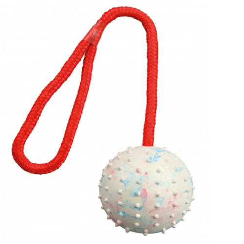 Trixie Ball on a Rope - natúr gumi játék (labda kötéllel) kutyák részére (Ø7/30cm)