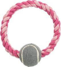 Trixie Rope Ring with Tennis Ball - játék (kötél,labdával) kutyák részére (Ø6/Ø18cm)