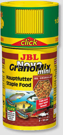 JBL NovoGranoMix mini CLICK - granulátum alaptáp (S-méret) akváriumi halak számára (100ml/56g)