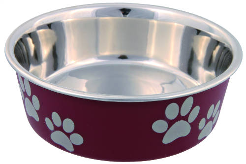 Trixie Stainless Steel Bowl - fémtál műanyag borítással (mintás, többféle színben) kutyák részére (0,3l/Ø12cm)