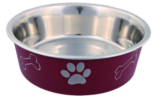 Trixie Stainless Steel Bowl - fémtál műanyag borítással (mintás, többféle színben) kutyák részére (0,45l/Ø14cm)
