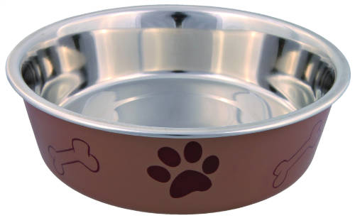 Trixie Stainless Steel Bowl - fémtál műanyag borítással (mintás, többféle színben) kutyák részére (0,8l/Ø17cm)