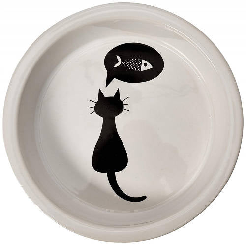 Trixie Ceramic Bowl - kerámia tál (fehér, mintás)  macskák részére (0,25l /Ø13cm)