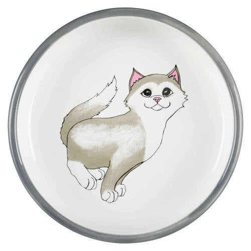 Trixie Ceramic Bowl - kerámia tál (fehér, mintás) macskák részére (0,3l /Ø15cm)