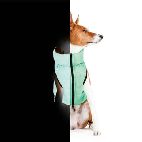 AiryVest Lumi kifordítható kutyaruha,világítós, S 30, világos zöld-kék