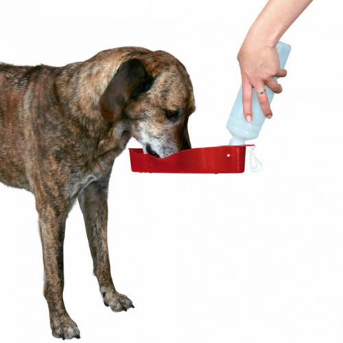 Trixie Bottle with Bowl - itatós palack (fekete,piros színben) kutyák részére (0,5l)