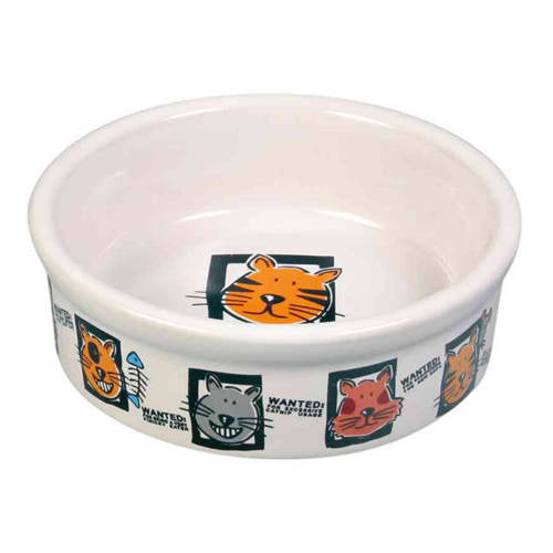 Trixie Ceramic Bowl - kerámia tál (fehér, mintás) macskák részére (0,2l /Ø12cm)