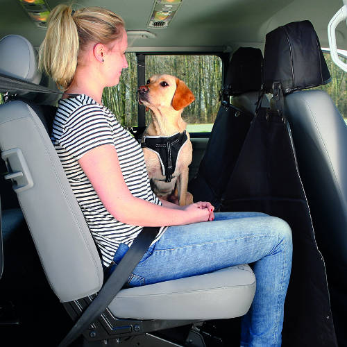 Trixie Protective Car Seat Cover, dividable - autós üléstakaró (hátsó ülésre,fekete) 1,45x1,60m